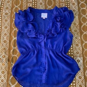Women's Blue Ruffled Top